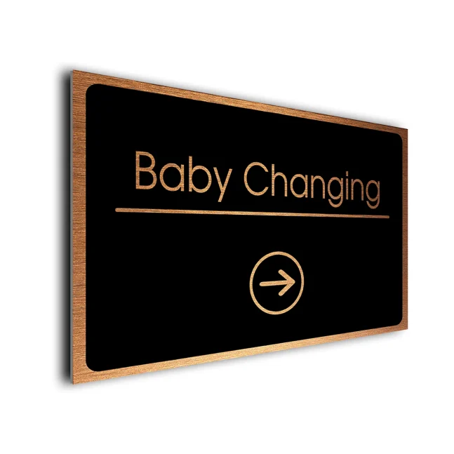 Baby Changing Sign Directional Sign - Brushed Metal Finish Baby Changing Sign Directional Sign - Brushed Metal Finish
