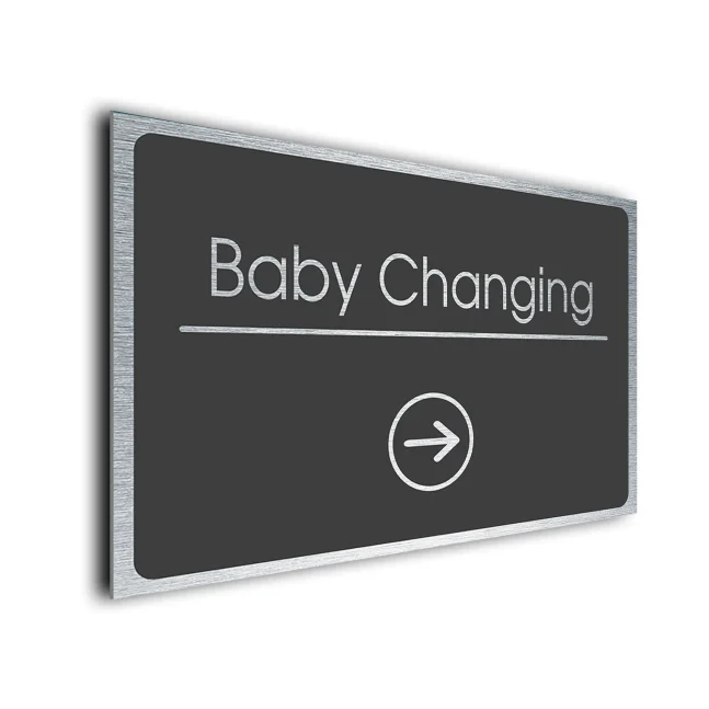 Baby Changing Sign Directional Sign - Brushed Metal Finish Baby Changing Sign Directional Sign - Brushed Metal Finish