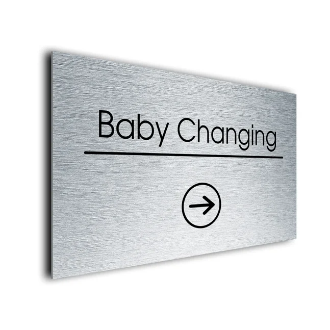 Baby Changing Sign Directional Sign - Brushed Metal Finish Baby Changing Sign Directional Sign - Brushed Metal Finish