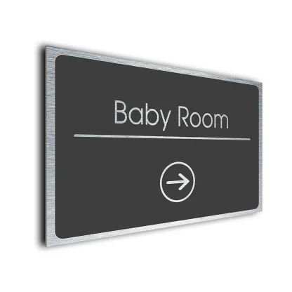 Baby Room Sign Directional Sign - Brushed Metal Finish