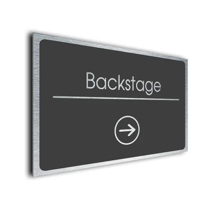 Backstage Sign Directional Sign - Brushed Metal Finish