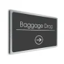 Baggage Drop Sign Directional Sign - Brushed Metal Finish
