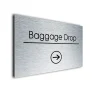 Baggage Drop Sign Directional Sign - Brushed Metal Finish