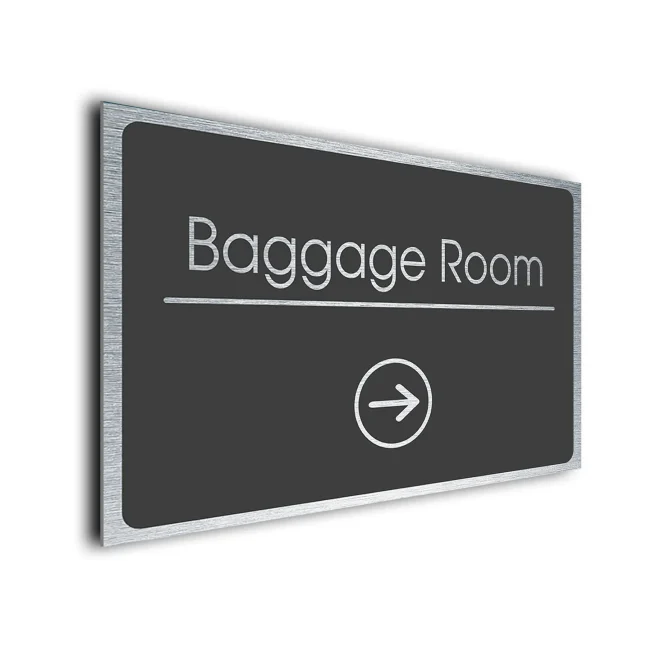 Baggage Room Sign Directional Sign - Brushed Metal Finish Baggage Room Sign Directional Sign - Brushed Metal Finish