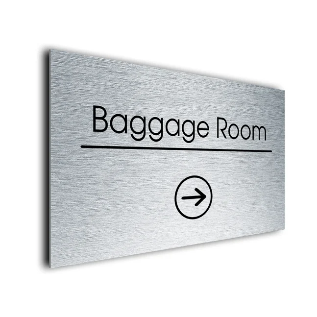 Baggage Room Sign Directional Sign - Brushed Metal Finish Baggage Room Sign Directional Sign - Brushed Metal Finish