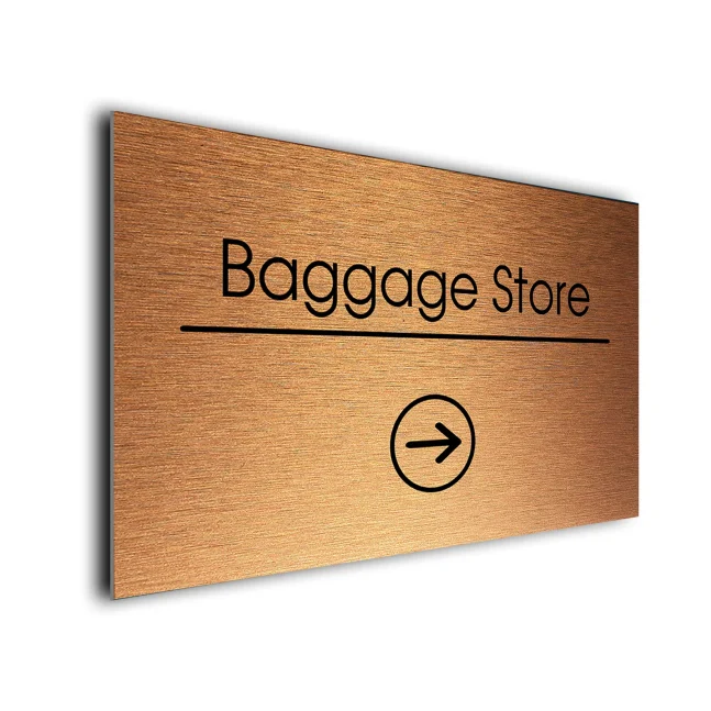 Baggage Store Sign Directional Sign - Brushed Metal Finish Baggage Store Sign Directional Sign - Brushed Metal Finish