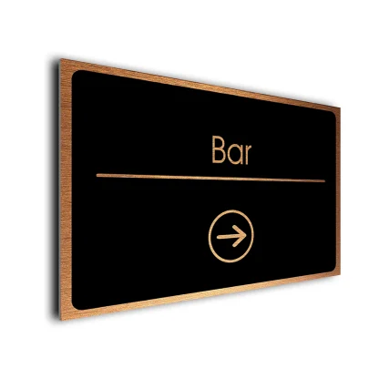 Bar Sign Directional Sign - Brushed Metal Finish