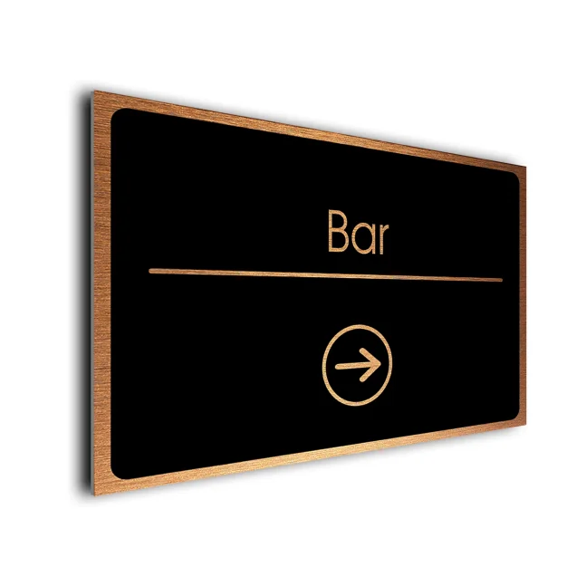 Bar Sign Directional Sign - Brushed Metal Finish