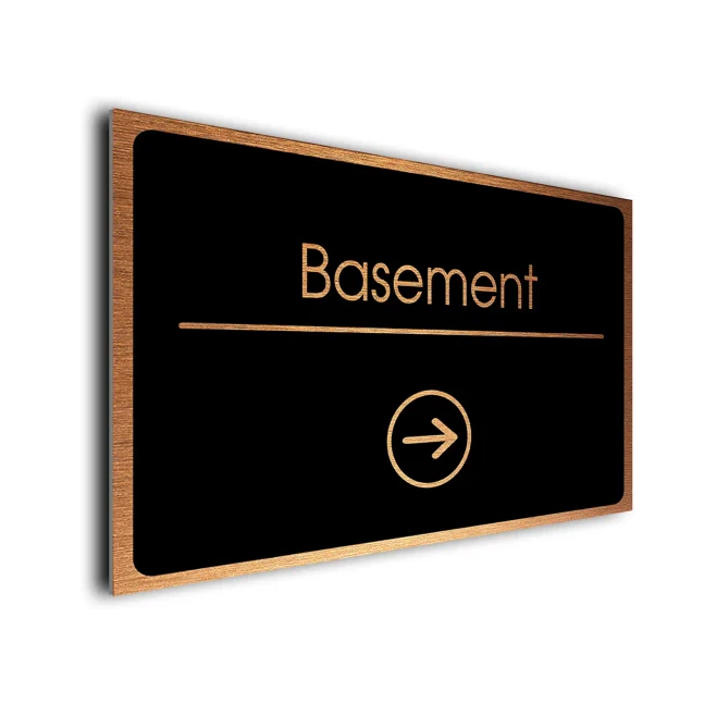 Basement Sign Directional Sign - Brushed Metal Finish