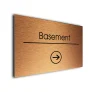 Basement Sign Directional Sign - Brushed Metal Finish