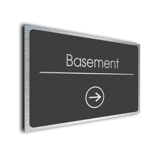 Basement Sign Directional Sign - Brushed Metal Finish Basement Sign Directional Sign - Brushed Metal Finish