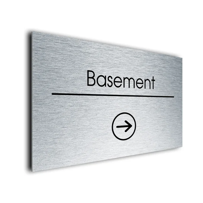 Basement Sign Directional Sign - Brushed Metal Finish Basement Sign Directional Sign - Brushed Metal Finish