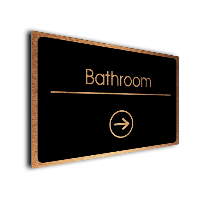 Bathroom Sign Directional Sign - Brushed Metal Finish Bathroom Sign Directional Sign - Brushed Metal Finish
