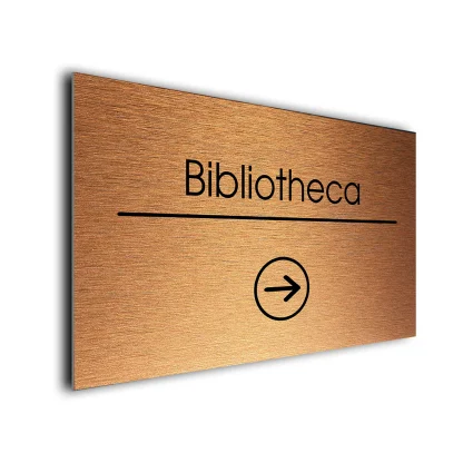 Bibliotheca Sign Directional Sign - Brushed Metal Finish