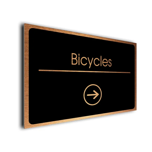 Bicycles Sign Directional Sign - Brushed Metal Finish