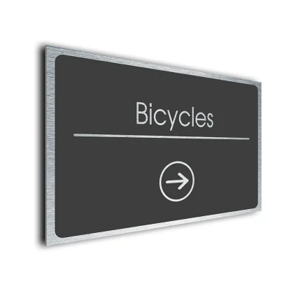 Bicycles Sign Directional Sign - Brushed Metal Finish