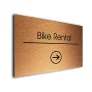 Bike Rental Sign Directional Sign - Brushed Metal Finish