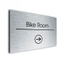 Bike Room Sign Directional Sign - Brushed Metal Finish