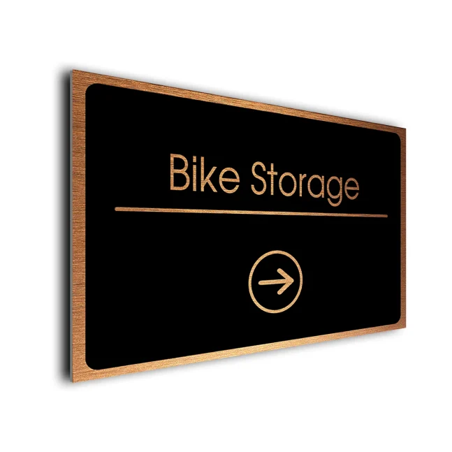 Bike Storage Sign Directional Sign - Brushed Metal Finish
