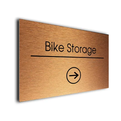 Bike Storage Sign Directional Sign - Brushed Metal Finish