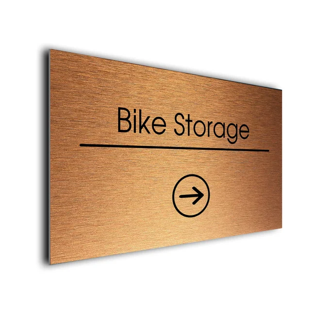 Bike Storage Sign Directional Sign - Brushed Metal Finish Bike Storage Sign Directional Sign - Brushed Metal Finish