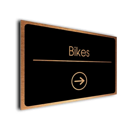 Bikes Sign Directional Sign - Brushed Metal Finish