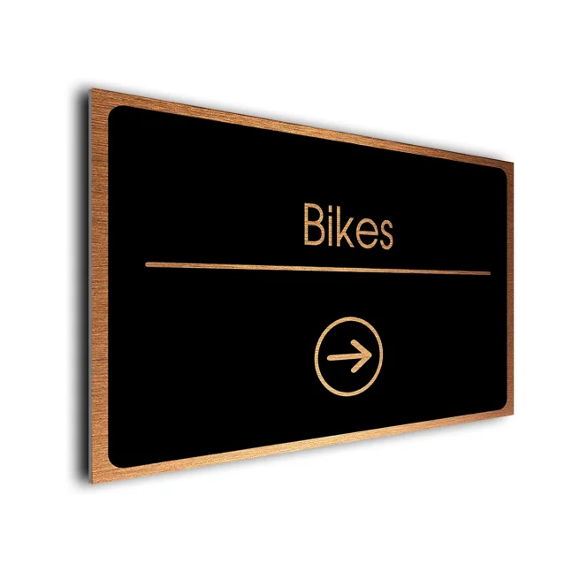 Bikes Sign Directional Sign - Brushed Metal Finish Bikes Sign Directional Sign - Brushed Metal Finish