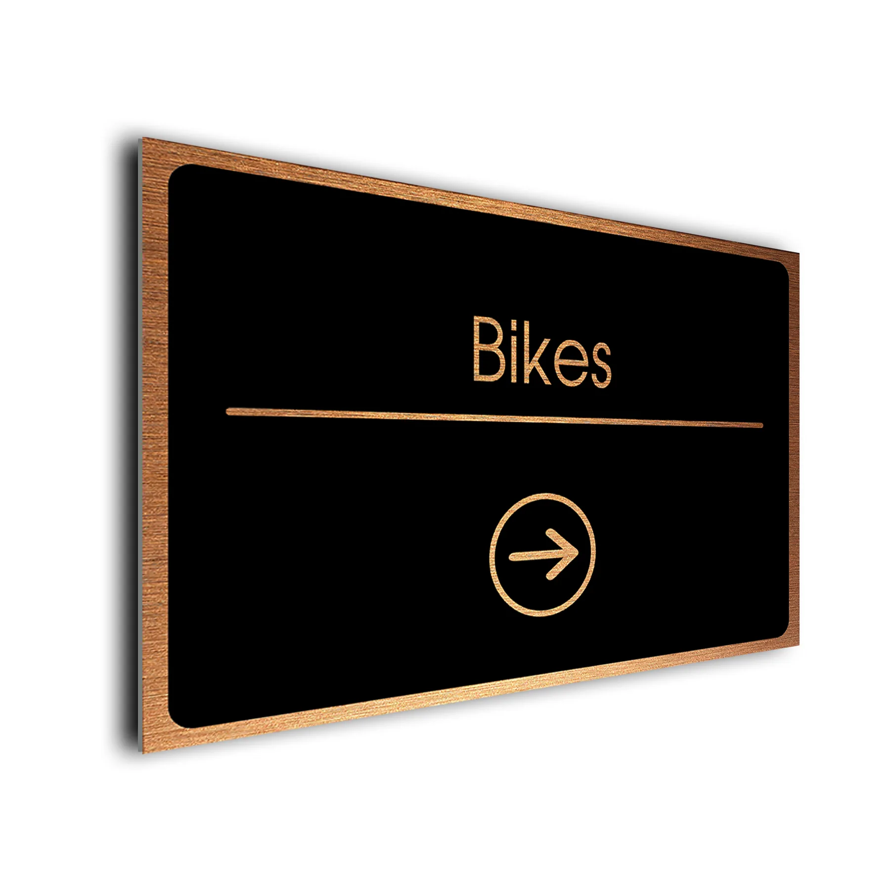 Bikes Sign Directional Sign - Brushed Metal Finish