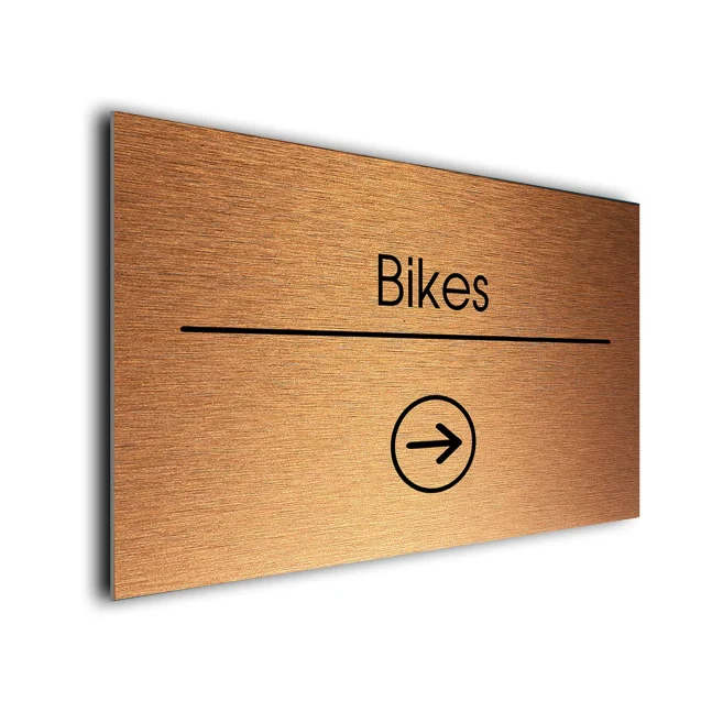Bikes Sign Directional Sign - Brushed Metal Finish Bikes Sign Directional Sign - Brushed Metal Finish
