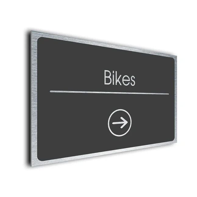 Bikes Sign Directional Sign - Brushed Metal Finish Bikes Sign Directional Sign - Brushed Metal Finish