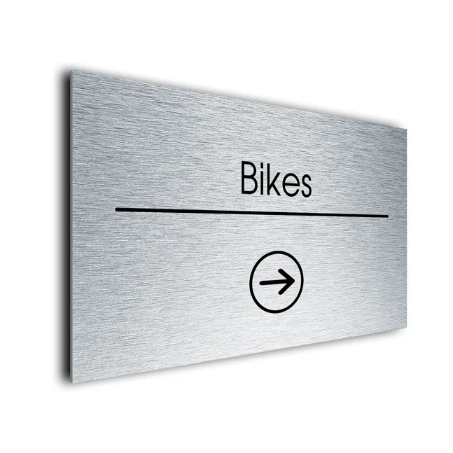 Bikes Sign Directional Sign - Brushed Metal Finish Bikes Sign Directional Sign - Brushed Metal Finish