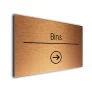 Bins Sign Directional Sign - Brushed Metal Finish