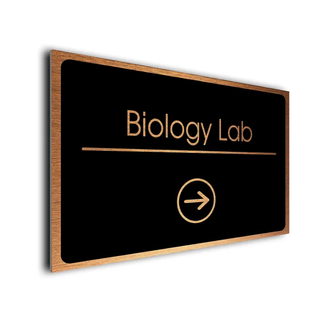 Biology Lab Sign Directional Sign - Brushed Metal Finish Biology Lab Sign Directional Sign - Brushed Metal Finish