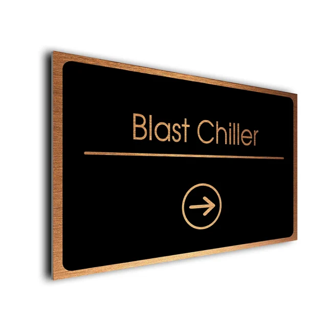 Blast Chiller Sign Directional Sign - Brushed Metal Finish Blast Chiller Sign Directional Sign - Brushed Metal Finish
