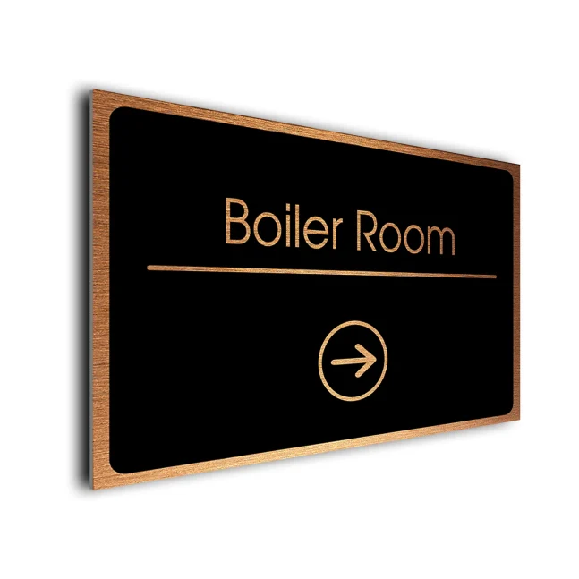 Boiler Room Sign Directional Sign - Brushed Metal Finish