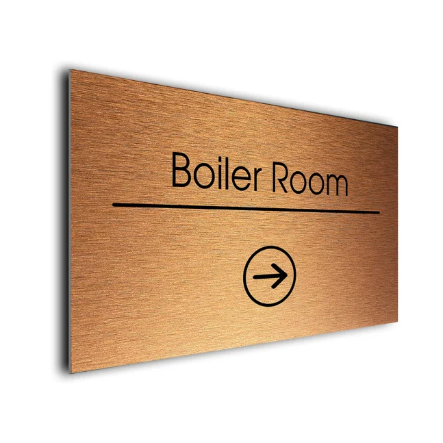 Boiler Room Sign Directional Sign - Brushed Metal Finish Boiler Room Sign Directional Sign - Brushed Metal Finish