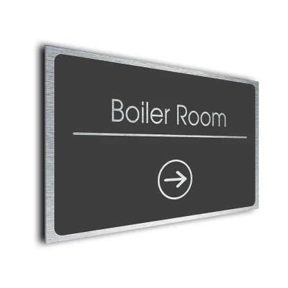 Boiler Room Sign Directional Sign - Brushed Metal Finish