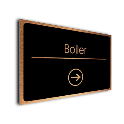 Boiler Sign Directional Sign - Brushed Metal Finish