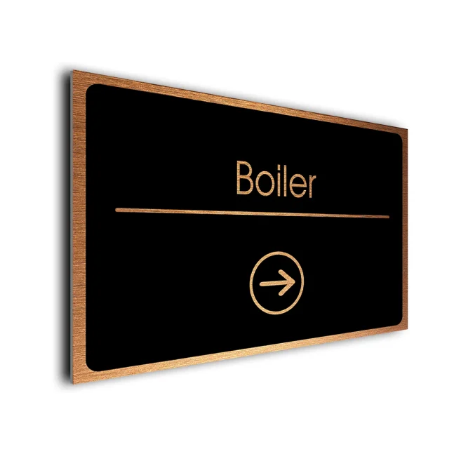 Boiler Sign Directional Sign - Brushed Metal Finish Boiler Sign Directional Sign - Brushed Metal Finish