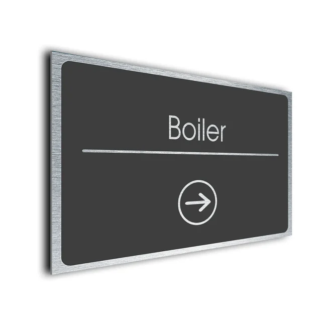 Boiler Sign Directional Sign - Brushed Metal Finish Boiler Sign Directional Sign - Brushed Metal Finish