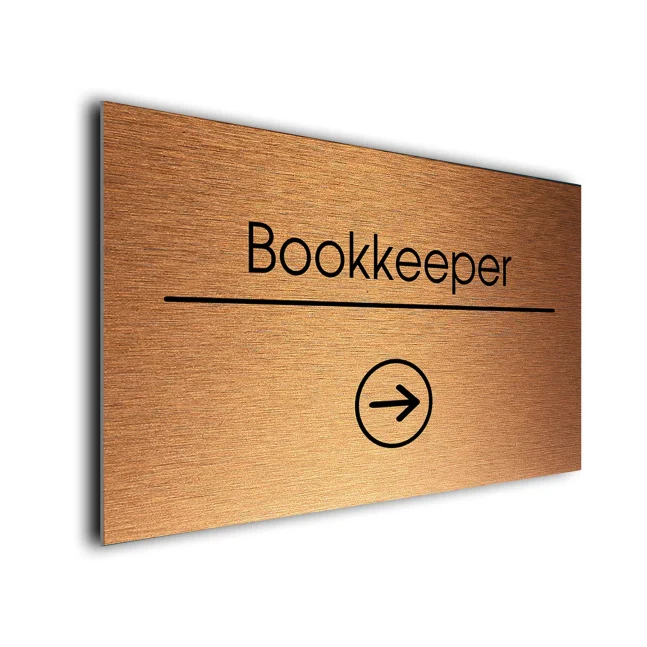 Bookkeeper Sign Directional Sign - Brushed Metal Finish Bookkeeper Sign Directional Sign - Brushed Metal Finish