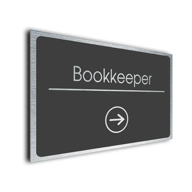 Bookkeeper Sign Directional Sign - Brushed Metal Finish Bookkeeper Sign Directional Sign - Brushed Metal Finish
