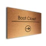 Boot Closet Sign Directional Sign - Brushed Metal Finish