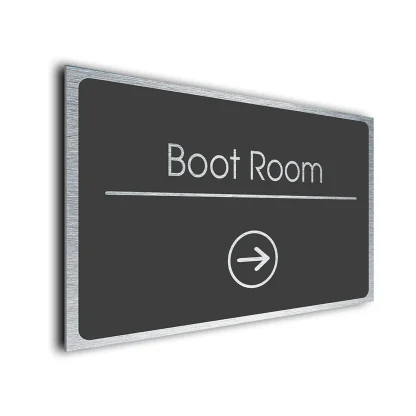 Boot Room Sign Directional Sign - Brushed Metal Finish