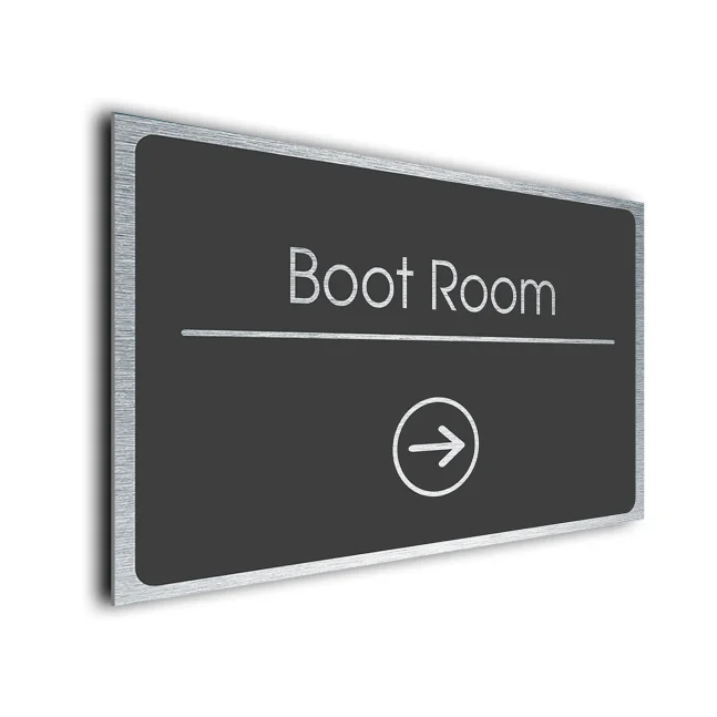 Boot Room Sign Directional Sign - Brushed Metal Finish Boot Room Sign Directional Sign - Brushed Metal Finish