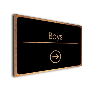Boys Sign Directional Sign - Brushed Metal Finish