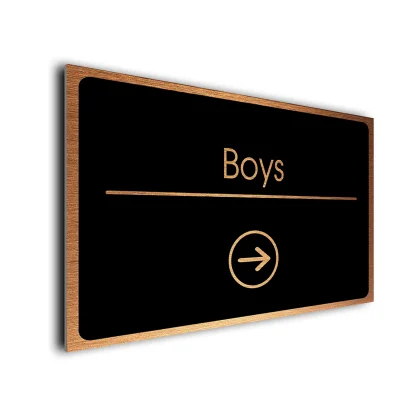 Boys Sign Directional Sign - Brushed Metal Finish