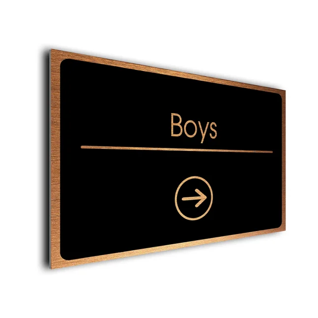 Boys Sign Directional Sign - Brushed Metal Finish Boys Sign Directional Sign - Brushed Metal Finish