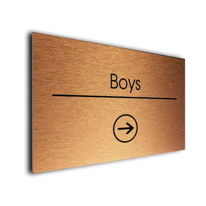 Boys Sign Directional Sign - Brushed Metal Finish
