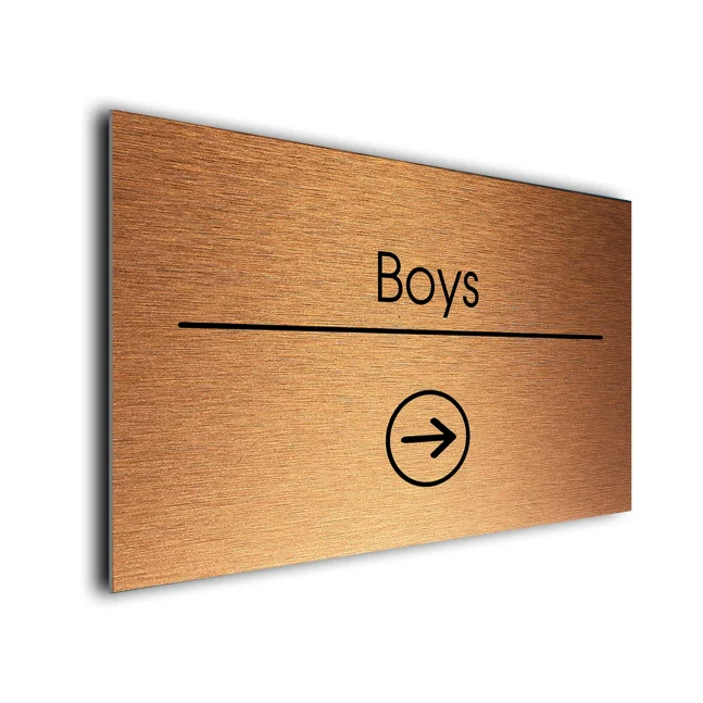 Boys Sign Directional Sign - Brushed Metal Finish Boys Sign Directional Sign - Brushed Metal Finish